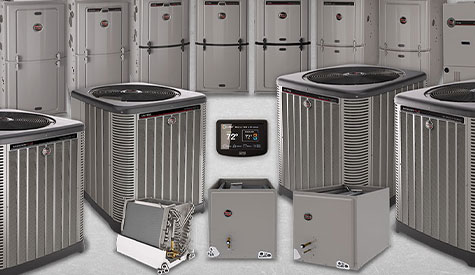 This is an image of Ruud's entire A/C product Line.
