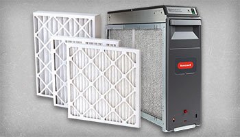This is a picture of two HEPA filters, one set of mechanic filters, and one electronic cartridge
