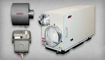 This is a picture of a dehumidifier box, a bypass humidifier, and a steam humidifier